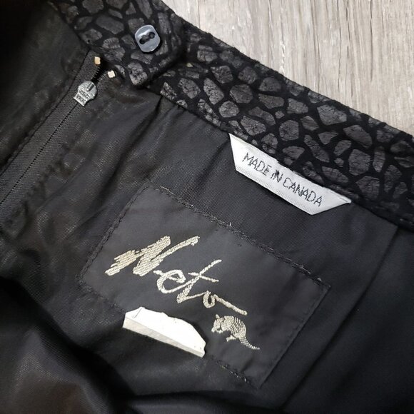 Vintage * Neto Black on Black Print Leather Skirt - Picture 6 of 11